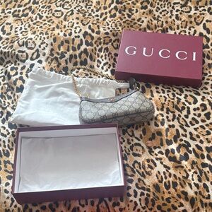 Gucci Beige Monogram Bag with Gold Chain